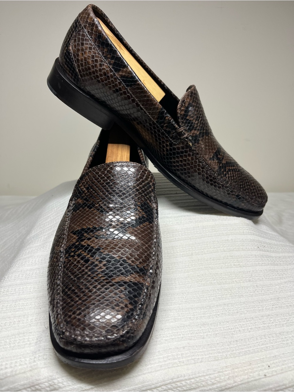 Cole Haan Men's Brown/Black Reptile Leather Loafers